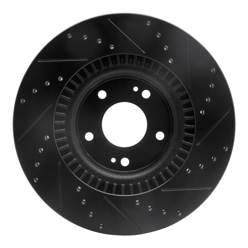 Hyundai Genesis Coupe Brake Rotor (1) - Front Left - R1 Concepts - Drilled & Slotted - Black - `10-`16
